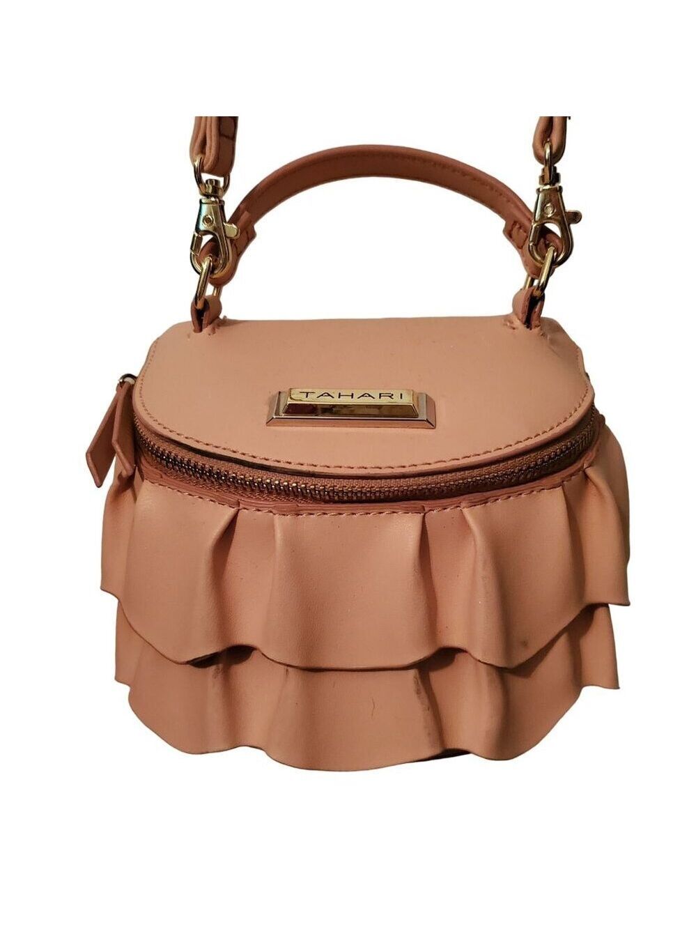 Tahari ASL Pink Ruffle Crossbody Purse w/ Removable Strap